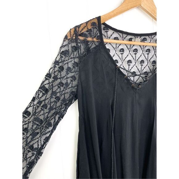 UO Urban Outfitters Ecote Black Long Sleeve Lace Up Romantic Gothic Dress Size X - Picture 8 of 11